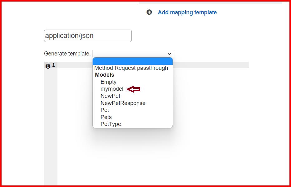 Picture showing the new model in the Generate template dropdown